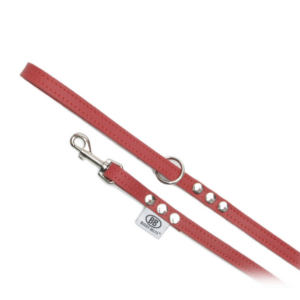Permanent All Leather Leash in Red
